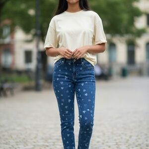 Wonder Nation Blue Heart Print Skinny Jeans
